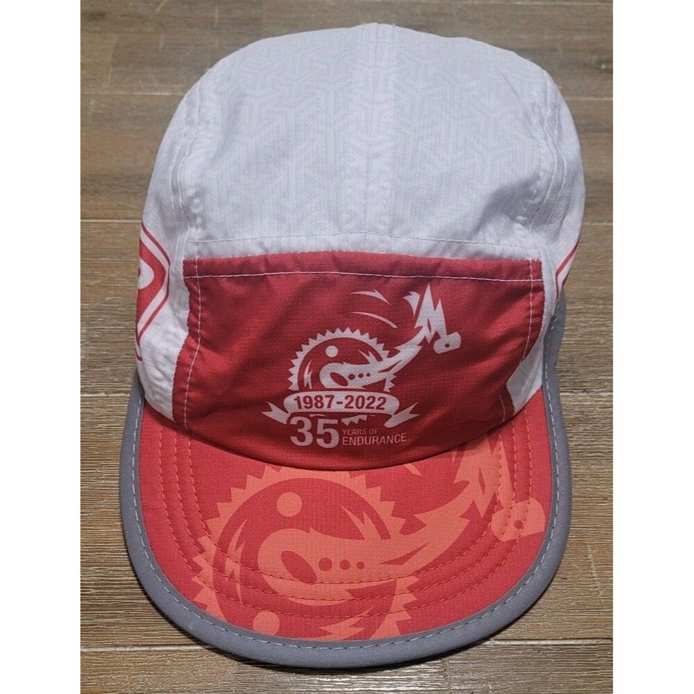 Hammer Nutrition 5 Panel Hat Cap White Red Headsweats Brand Adjustable